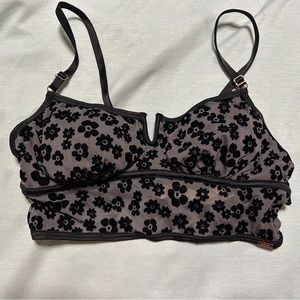 Pink Black Floral Mesh Bralette Never Worn